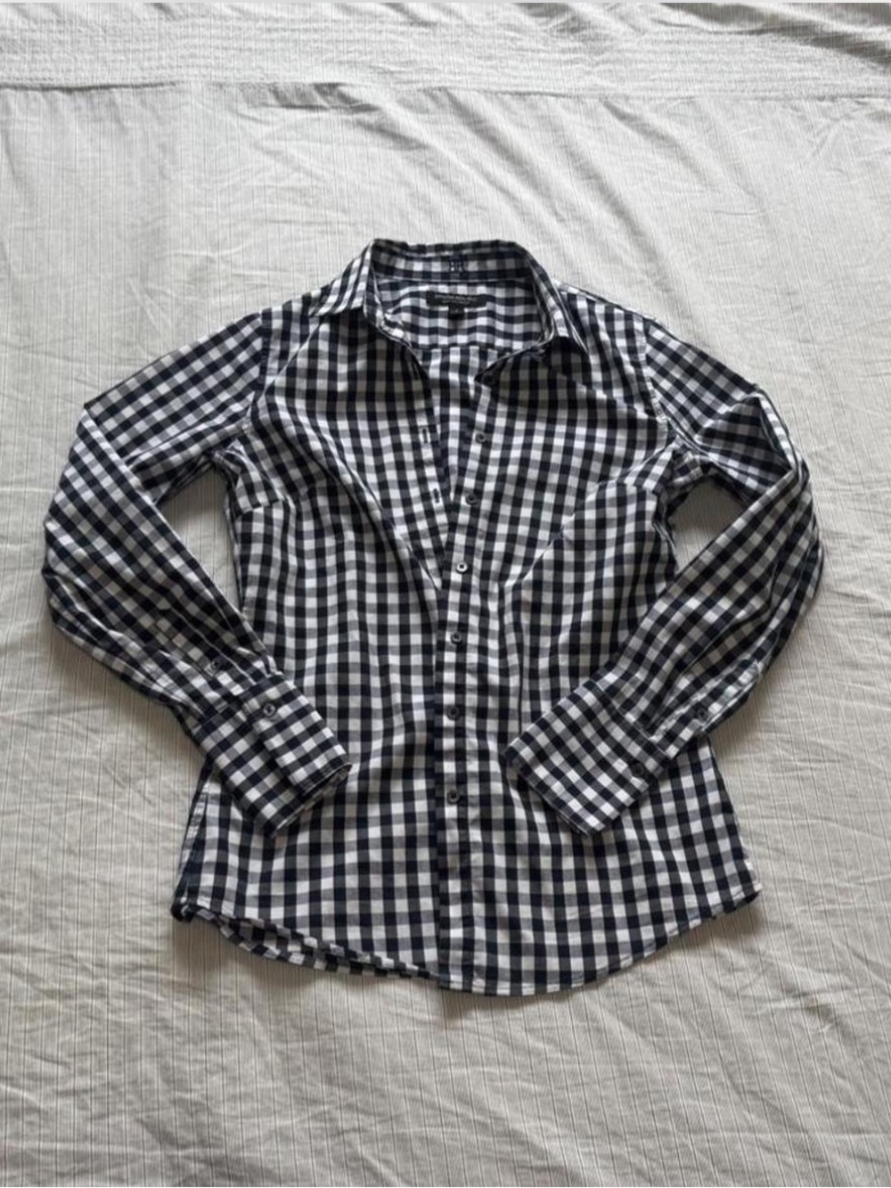 Banana Republic Black and White Gingham Button-Down Shirt